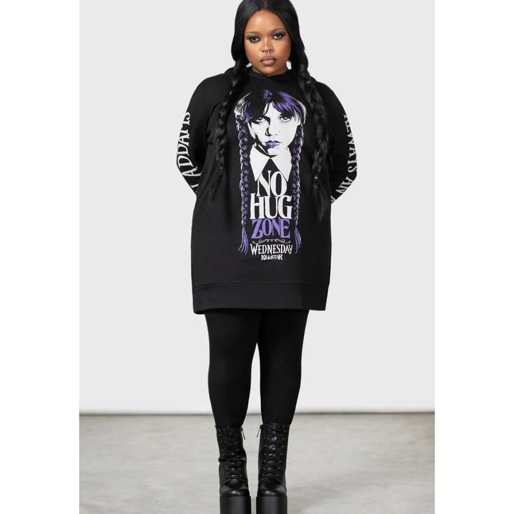 Killstar x Wednesday Collab Hoodie Plus Size 3XL No Hug Zone Addams Family